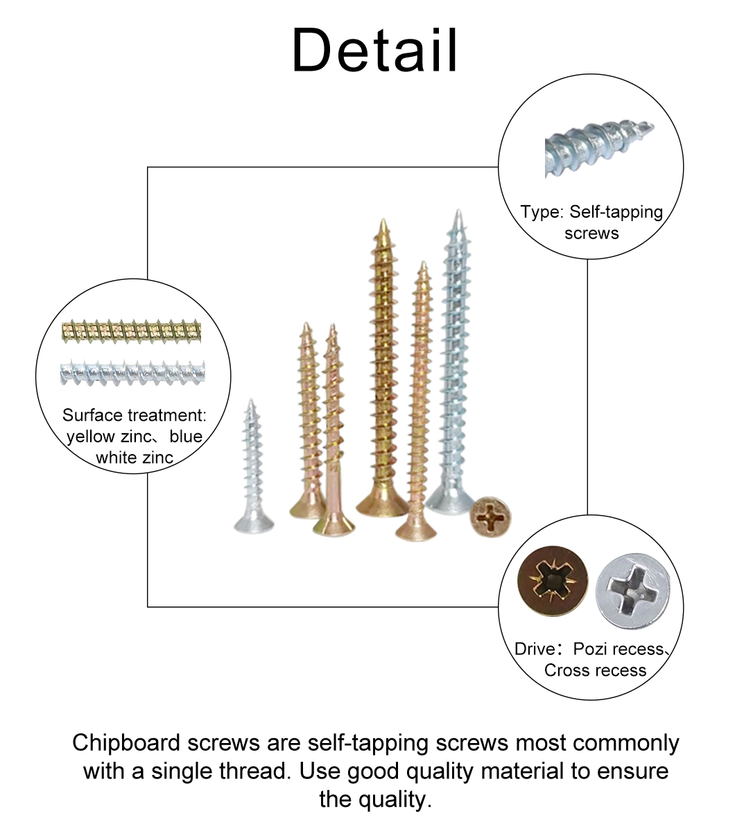 Goldensea High Quality Self Tapping Drilling Machine Tornillo Chipboard Screw